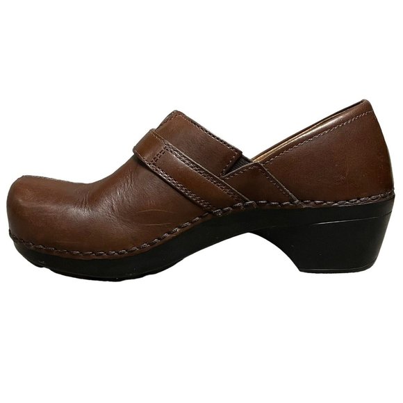 Dansko Solstice Brown Leather Split Toe Strap Clog Shoes Womens Size 37 US 6.5-7 - Picture 2 of 10